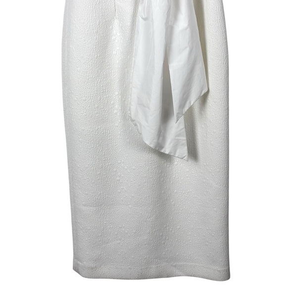 ANTHROPOLOGIE REBECCA VALLANCE GENEVIEVE BRIDAL BOW V-NECK SHEATH MIDI DRESS - Picture 10 of 17